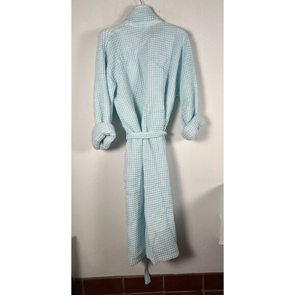 Brooklinen Waffle Robe Womens XL 100% Turkish Cotton Light Blue Lightweight New - Picture 2 of 11